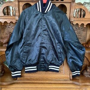 Vintage Blue Satin Bomber Jacket men’s size medium